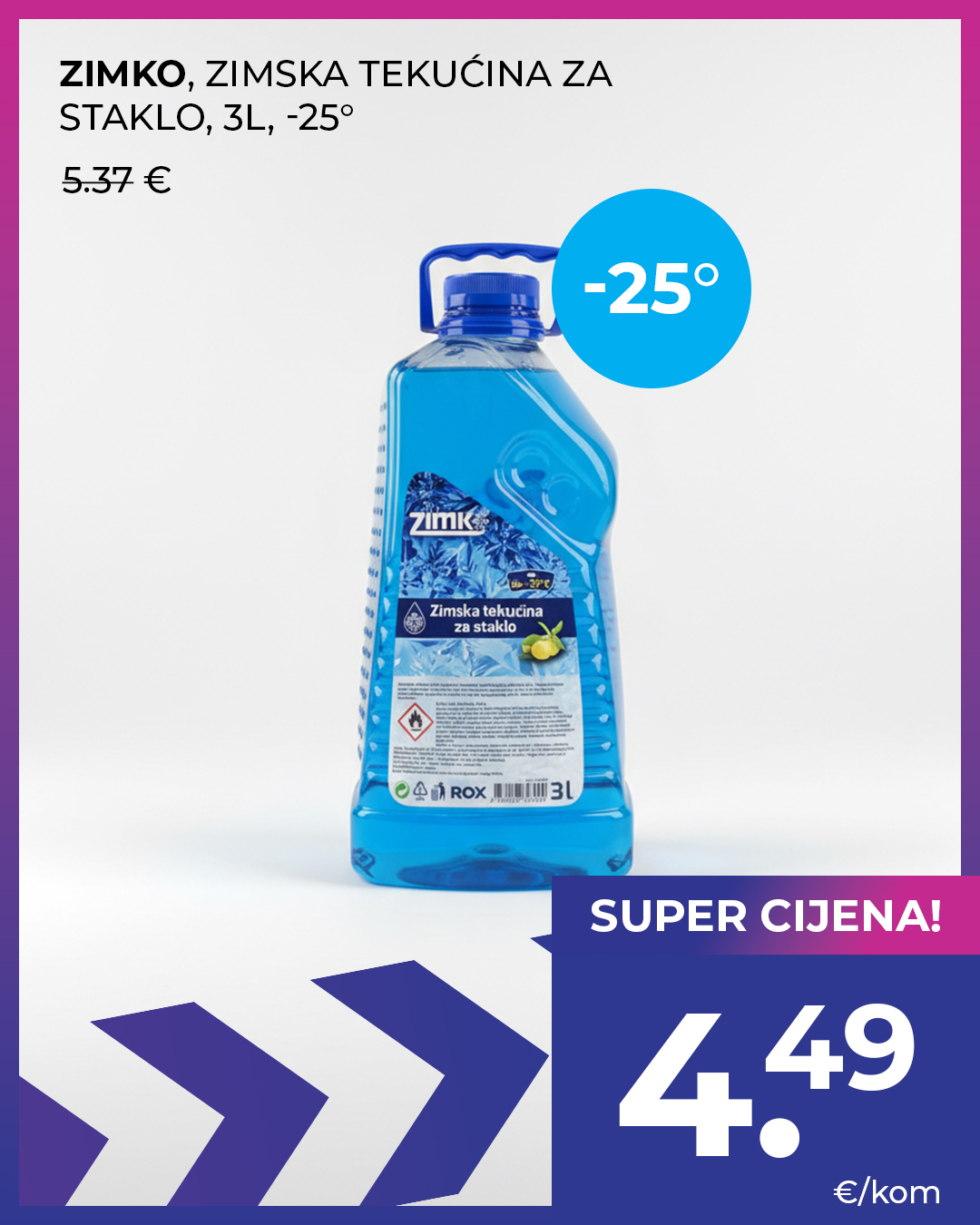 ZIMKO, zimska tekućina za staklo, 3l, -25°